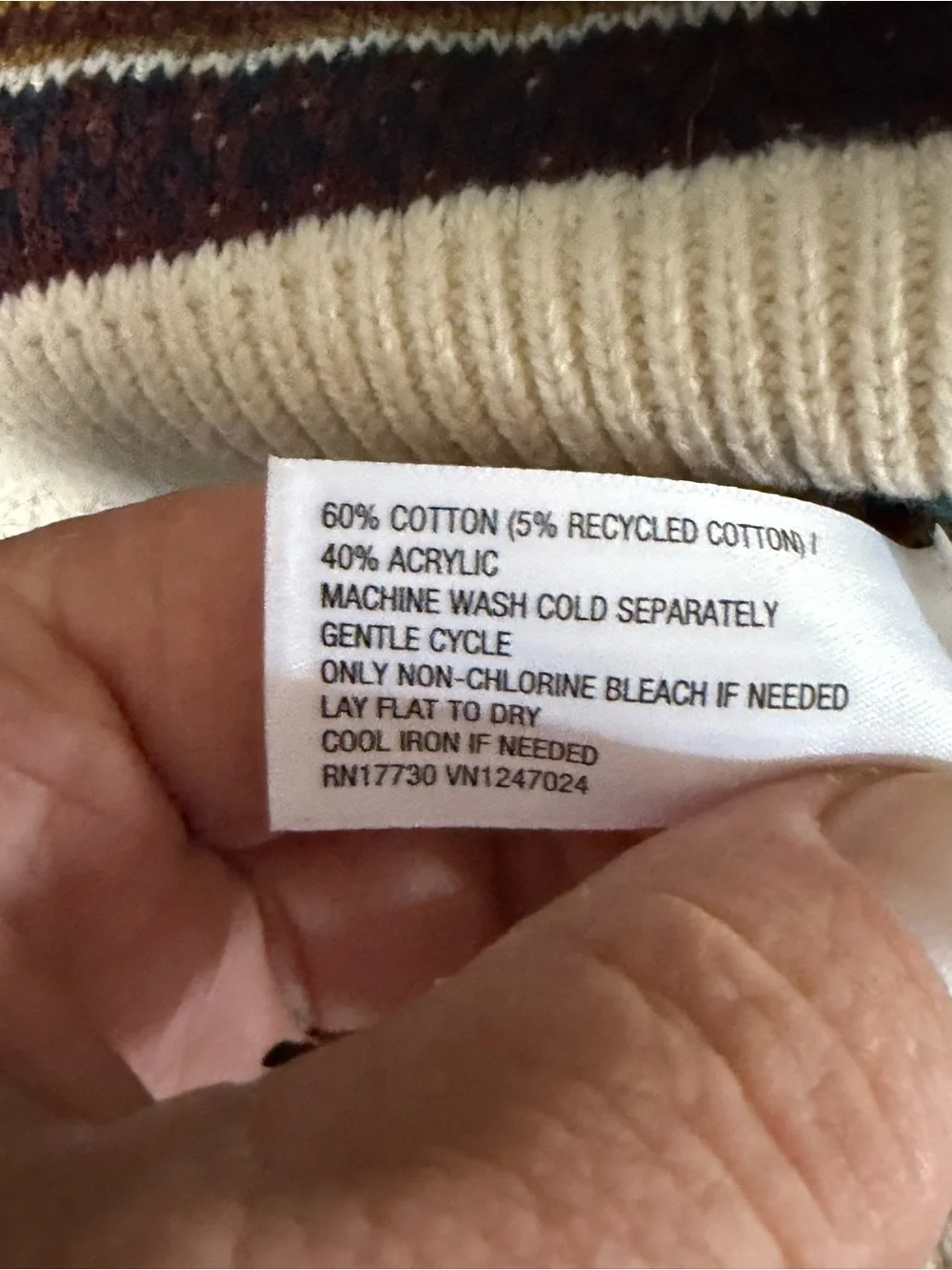 Goodfellow & Co Striped Fair Isle Sweater Vest in Cream, Teal & Brown